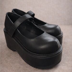 Demonic Black Platform Mary Jane Shoes